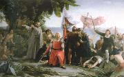 dioscoro teofilo puebla tolin the first landing of christopher columbus in america oil on canvas